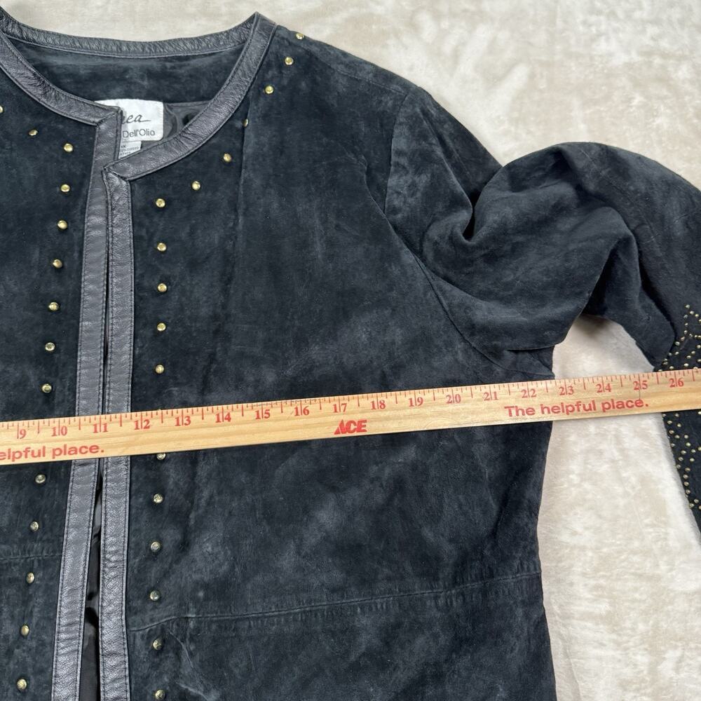 VTG Linea By Louis Dell'Olio Black Suede Leather Studded Western Jacket Size 1X - Picture 7 of 8